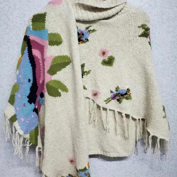 Anthropology turtleneck top with Sleeping On Snow Sweater Floral Wrap Scarf Wool - Picture 4 of 7